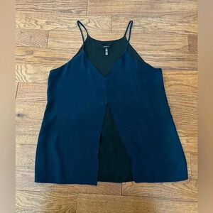 Drew Two Layer Tank Navy-Black 100% Silk Sz M